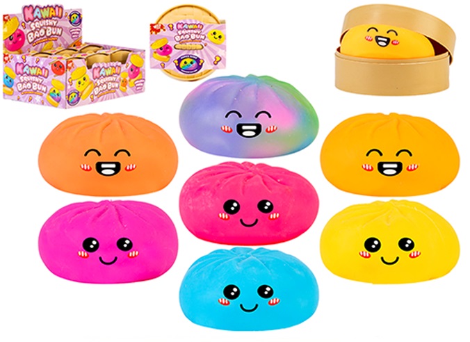 SQUISHY Ravioli (Dumpling) NEON BAO con Maltose in Basket 8,5cm In espo da 12pz 7ass…x12…x48
